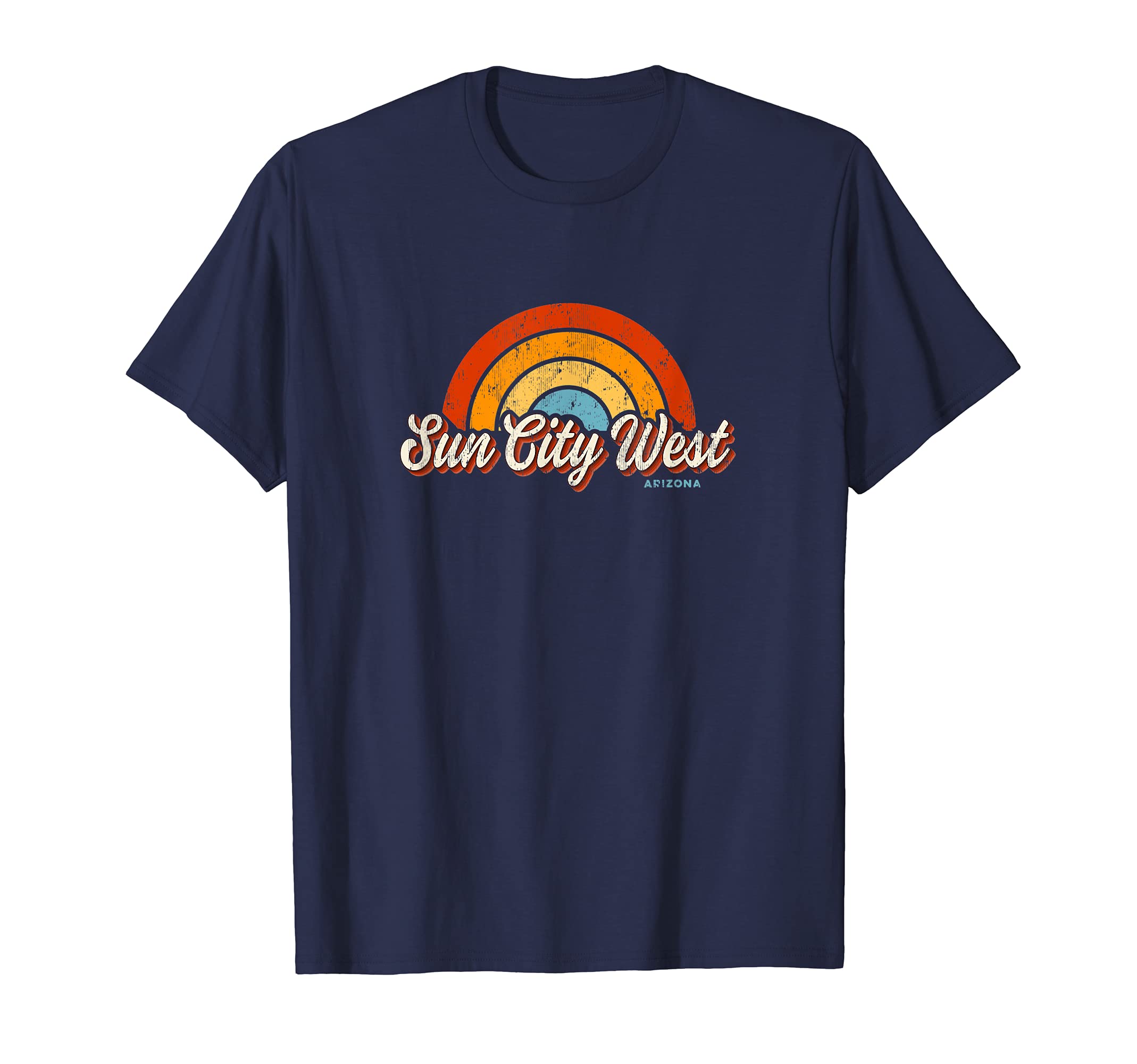 Sun City West Arizona Az Rainbow 70S T-Shirt - Minimalist Print Men Women - T-Shirt, Sweatshirt, Hoodie