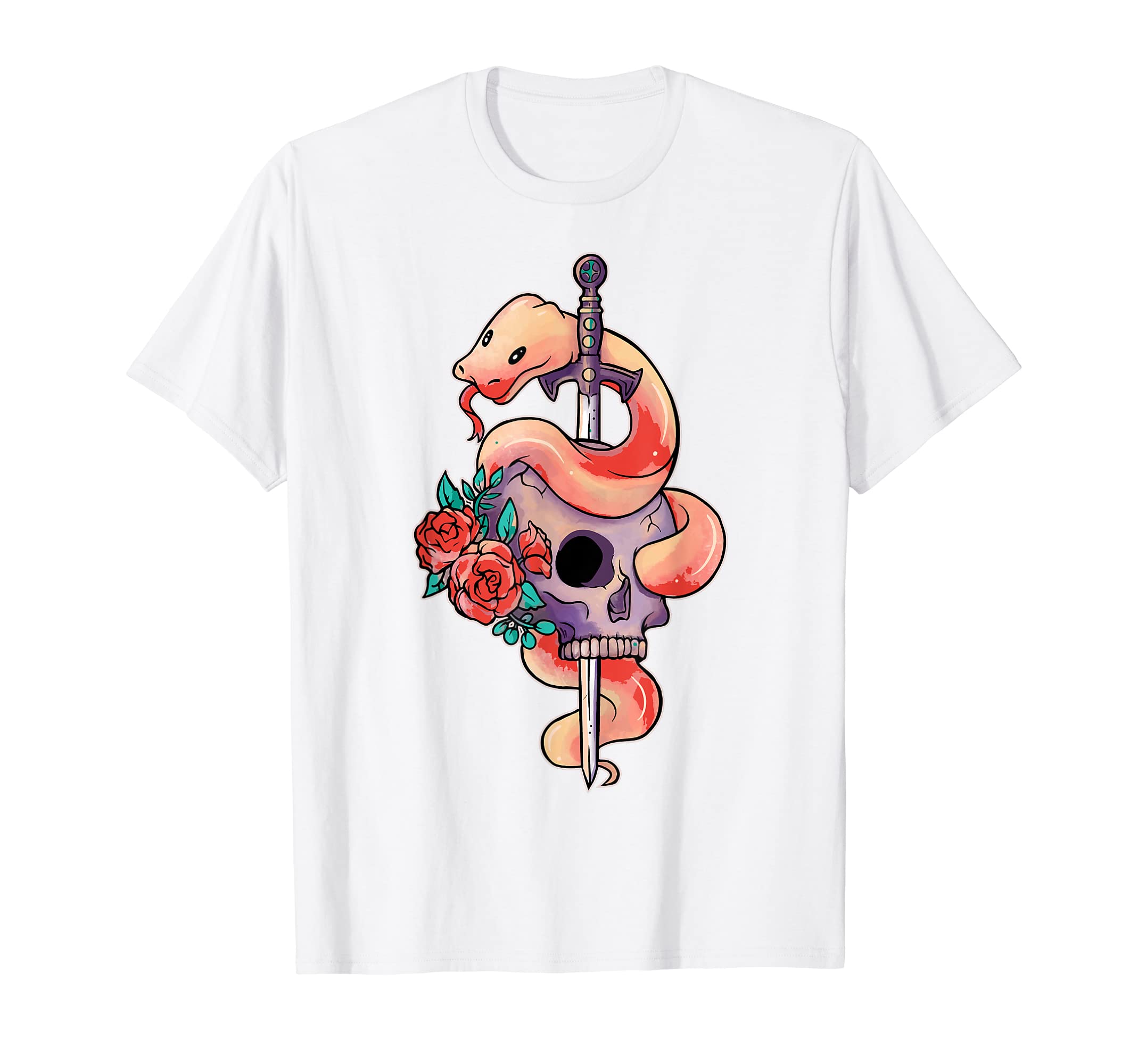 Kawaii Pastel Goth Creepy Skull Serpent T-Shirt - Graphic Print for Adults - T-Shirt, Sweatshirt, Hoodie