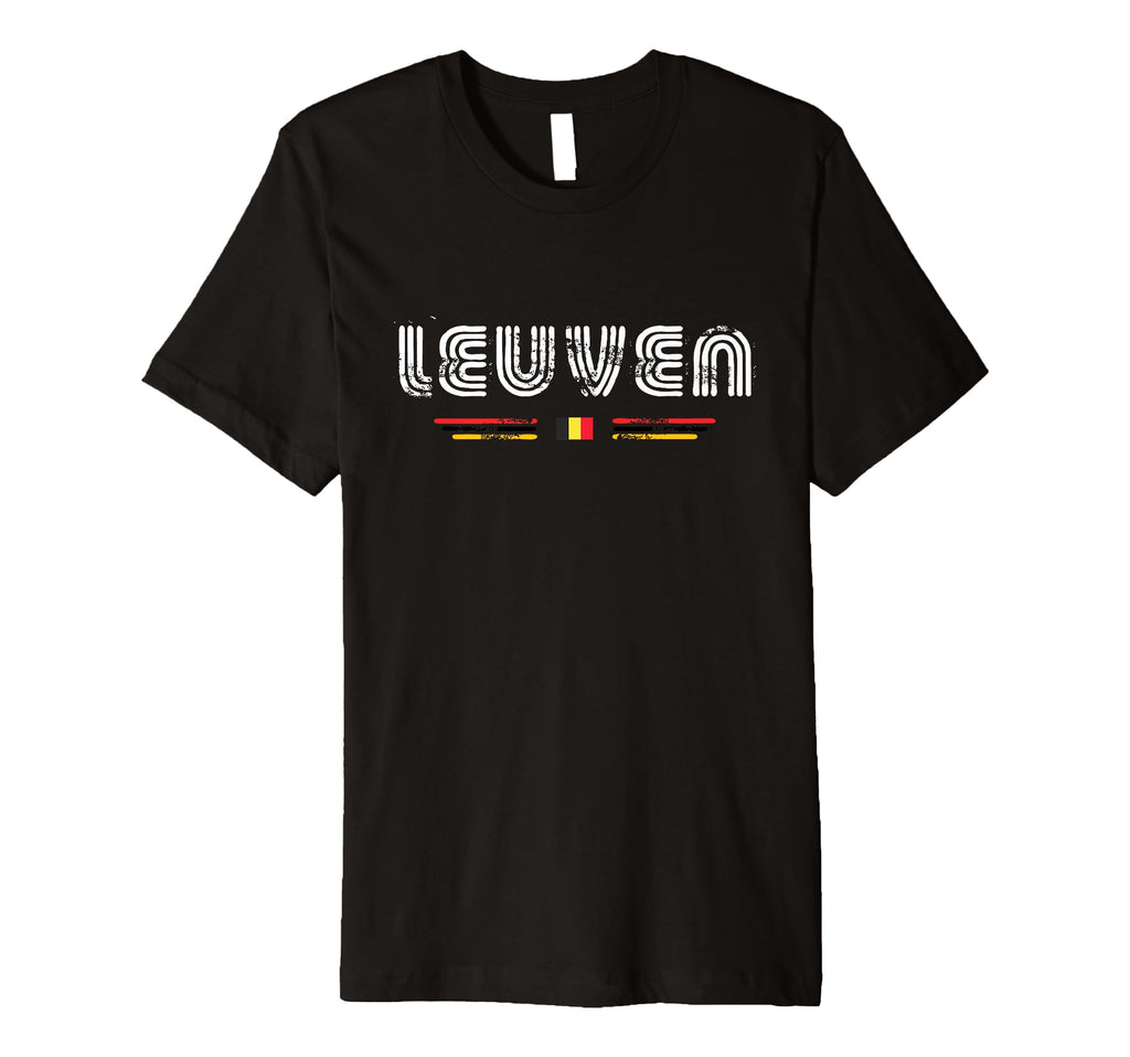 Leuven Belgium 70S 80S Type Flag T-Shirt - Minimalist Print Men Women - T-Shirt, Sweatshirt, Hoodie