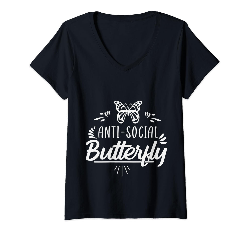 Womens Funny Anti Social Butterfly T-Shirt - Minimalist Print for Adults - T-Shirt, Sweatshirt, Hoodie