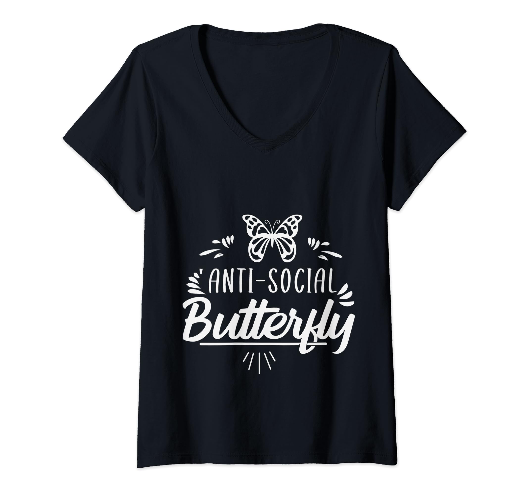 Womens Funny Anti Social Butterfly T-Shirt - Minimalist Print for Adults - T-Shirt, Sweatshirt, Hoodie