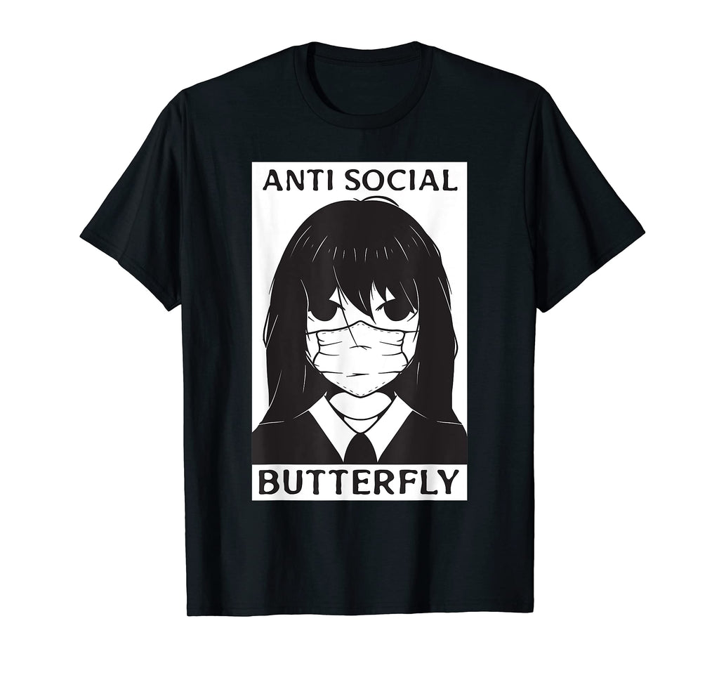 Anti Social Butterfly Japanese T-Shirt - Fun Novelty Design for Adults - T-Shirt, Sweatshirt, Hoodie