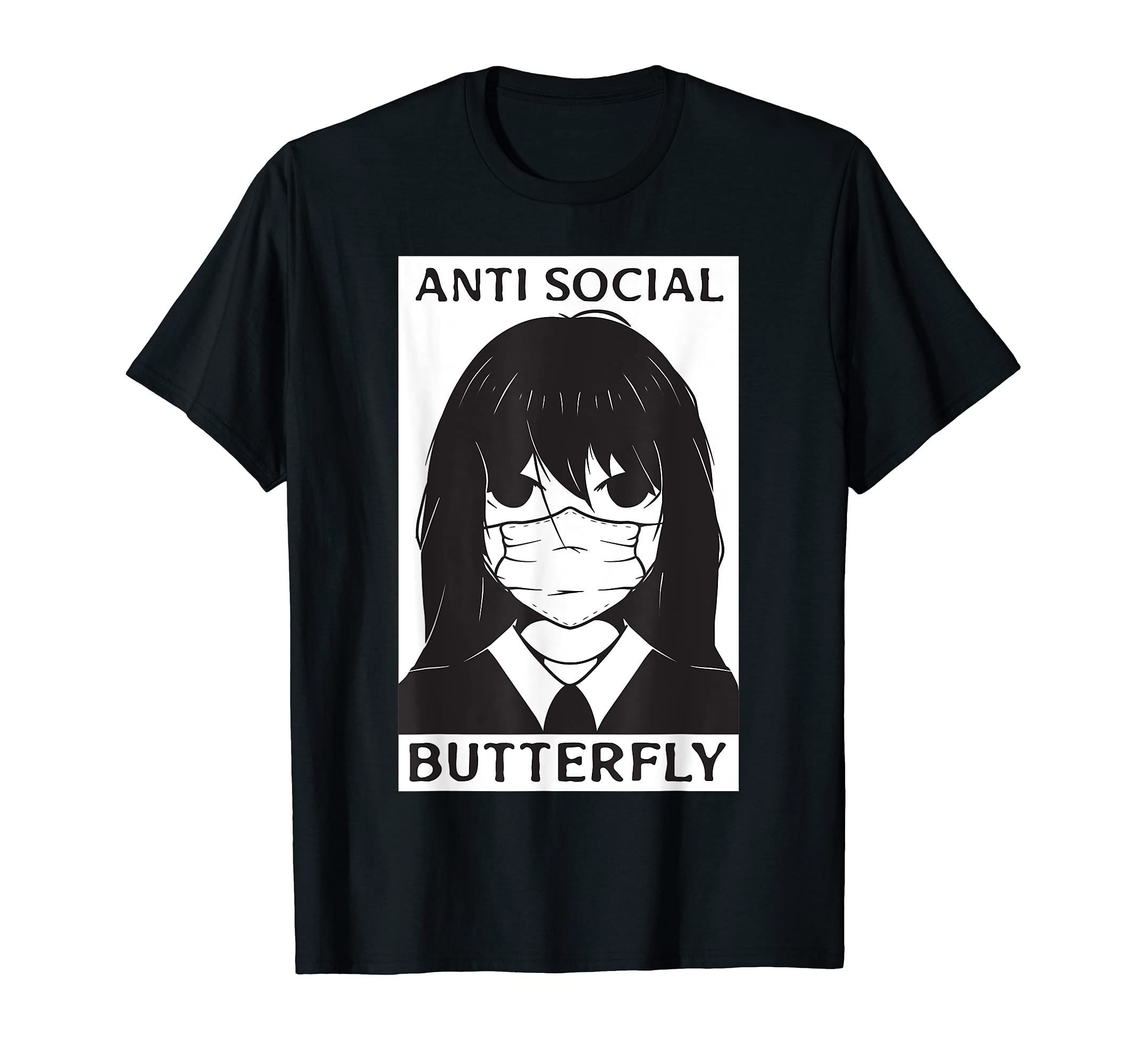 Anti Social Butterfly Japanese T-Shirt - Fun Novelty Design for Adults - T-Shirt, Sweatshirt, Hoodie
