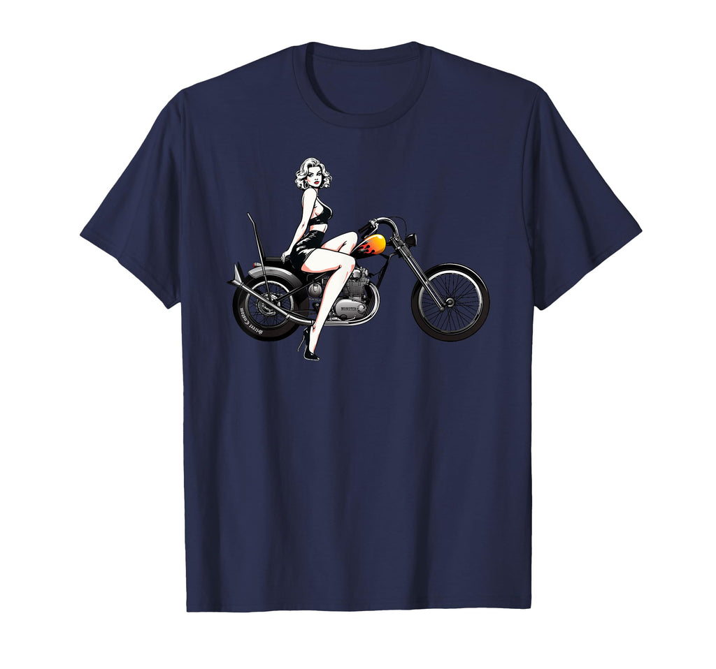 Pin Up Motorcycles Riding Lover T-Shirt - Streetwear Style for Adults - T-Shirt, Sweatshirt, Hoodie