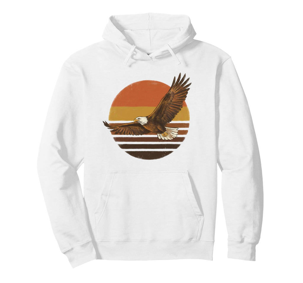 70S Bald Eagle Sunset American Hoodie - Fun Novelty Design Men Women - T-Shirt, Sweatshirt, Hoodie