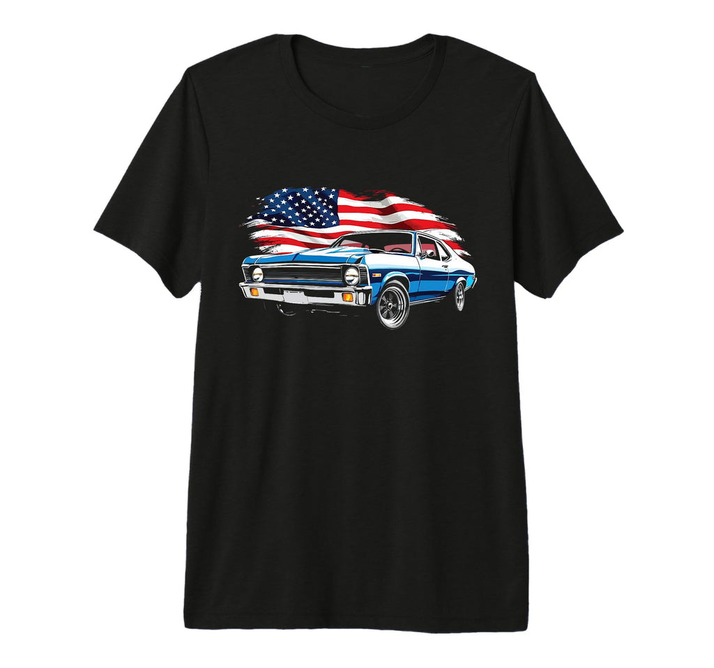1969 Nova Ss Muscle Car Patriotic T-Shirt - Fun Novelty Design for Adults - T-Shirt, Sweatshirt, Hoodie