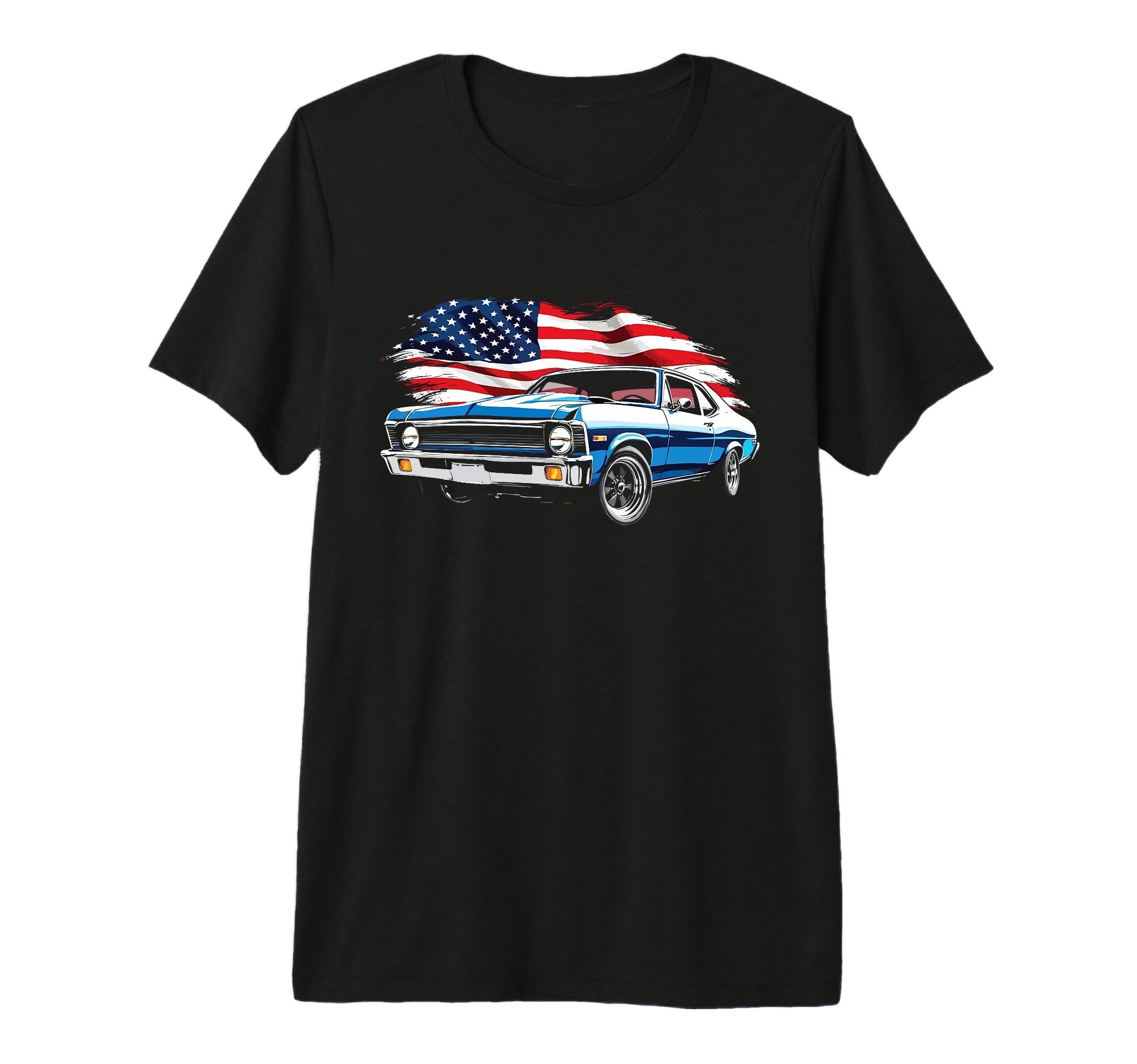 1969 Nova Ss Muscle Car Patriotic T-Shirt - Fun Novelty Design for Adults - T-Shirt, Sweatshirt, Hoodie
