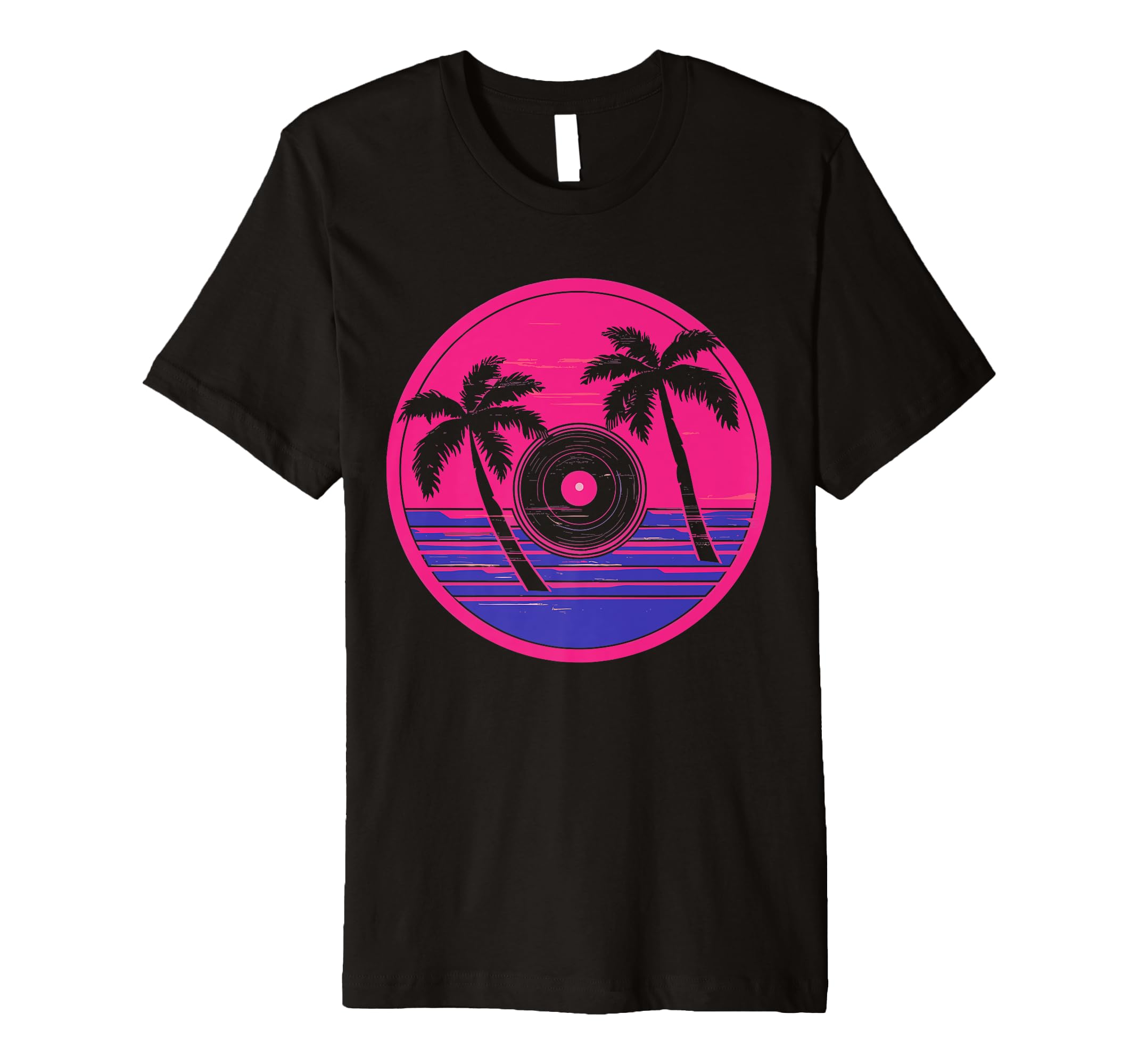Palm Tree Vinyl Record Vaporwave Music T-Shirt - Graphic Print for Adults - T-Shirt, Sweatshirt, Hoodie