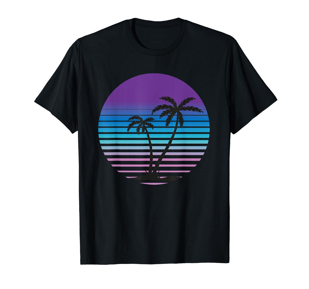 Palm Tree Sunset Tropical Beach Surfboard T-Shirt - Unique Graphic Unisex - T-Shirt, Sweatshirt, Hoodie