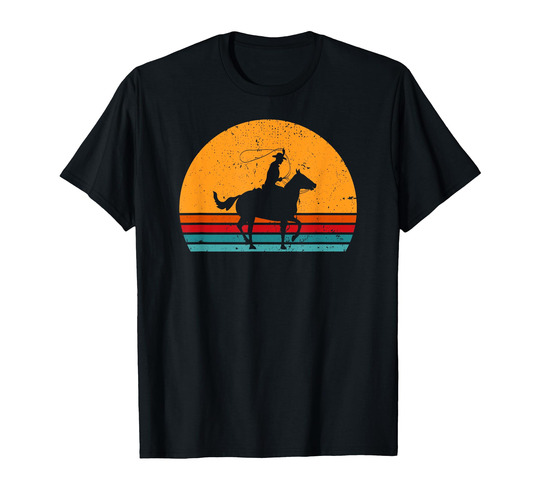 Cowboy Rodeo Horse Sunset Western Gift T-Shirt - Custom Art Print Men Women - T-Shirt, Sweatshirt, Hoodie
