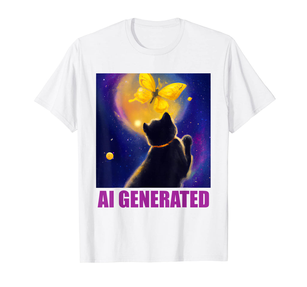 Ai Generated Cat Art Y2K Butterfly T-Shirt - Aesthetic Graphic Unisex - T-Shirt, Sweatshirt, Hoodie