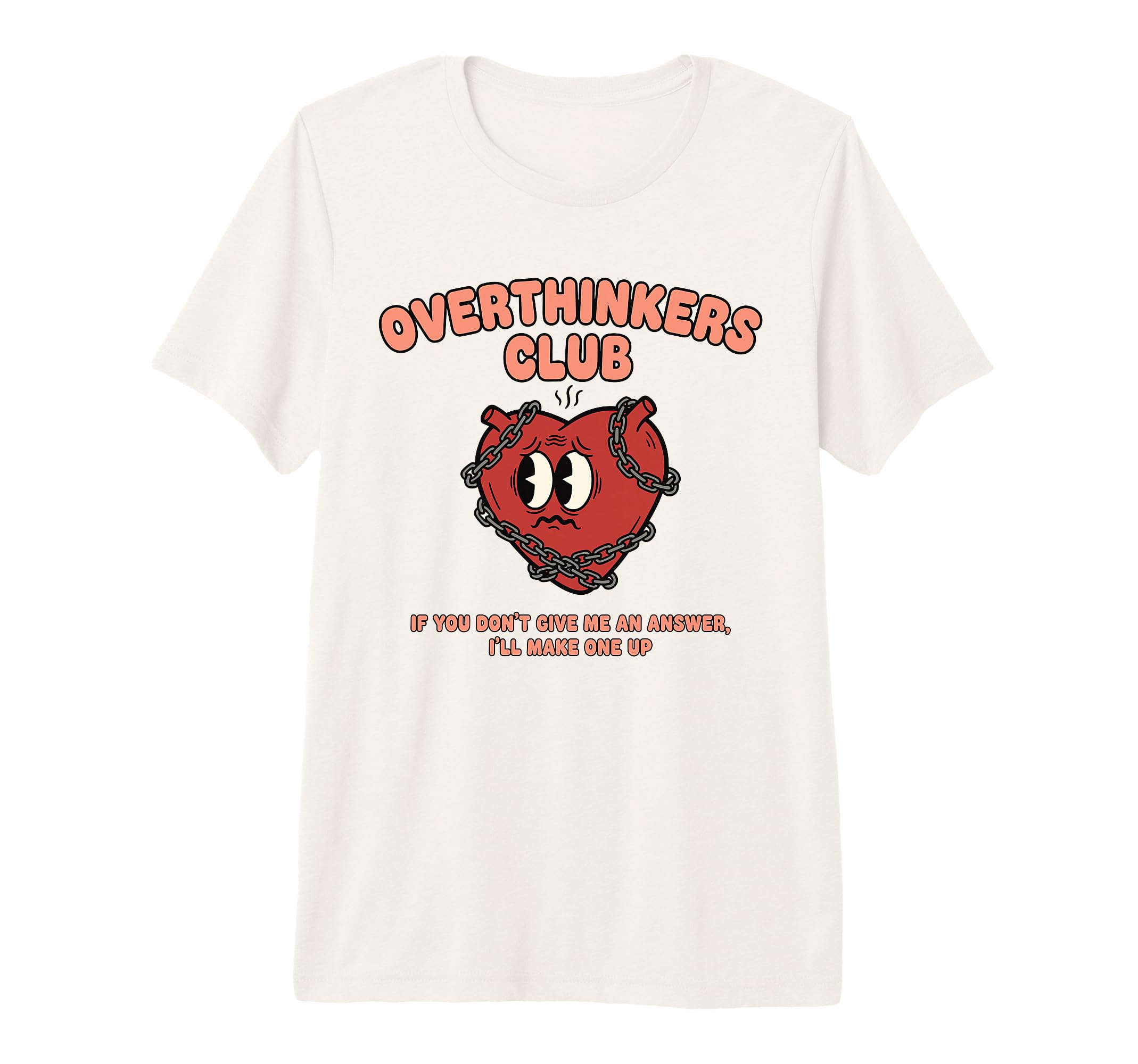 Overthinkers Club Heart Funny Tri T-Shirt - Minimalist Print for Adults - T-Shirt, Sweatshirt, Hoodie