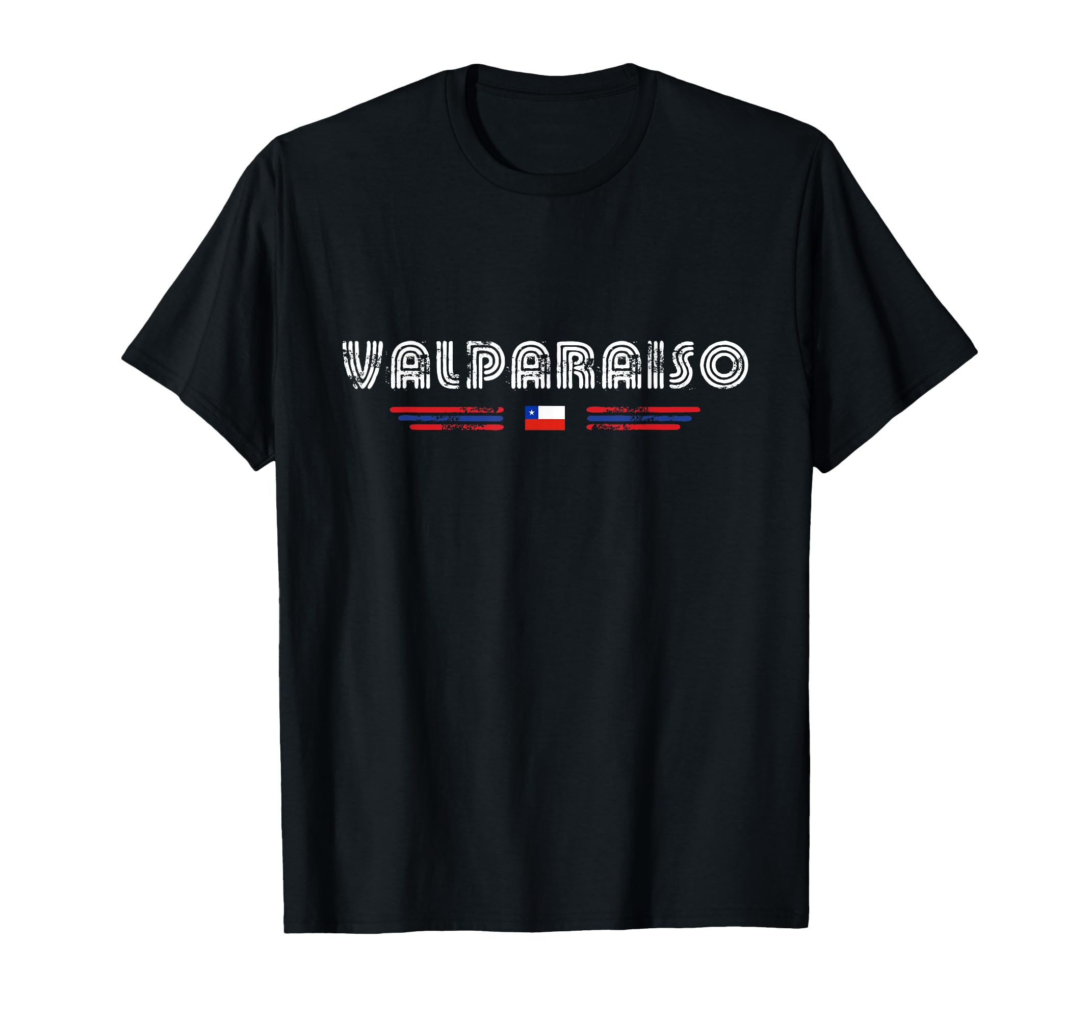 Valparaiso Chile 70S 80S Type Flag T-Shirt - Trendy Graphic Unisex - T-Shirt, Sweatshirt, Hoodie