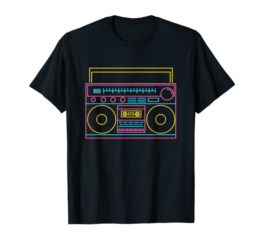 Colorful Boombox Synthwave Music T-Shirt - Novelty Apparel for Adults - T-Shirt, Sweatshirt, Hoodie