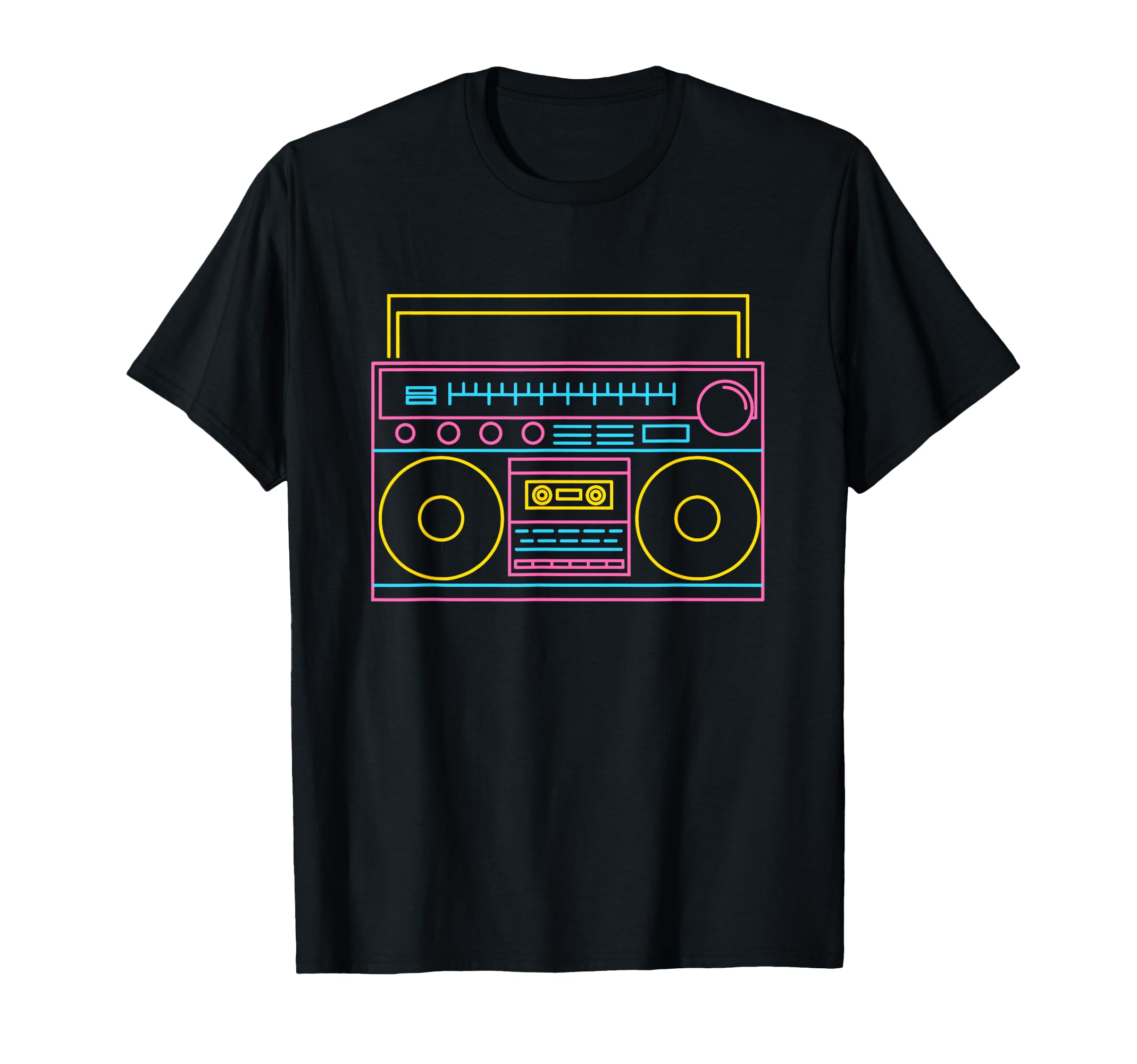 Colorful Boombox Synthwave Music T-Shirt - Novelty Apparel for Adults - T-Shirt, Sweatshirt, Hoodie