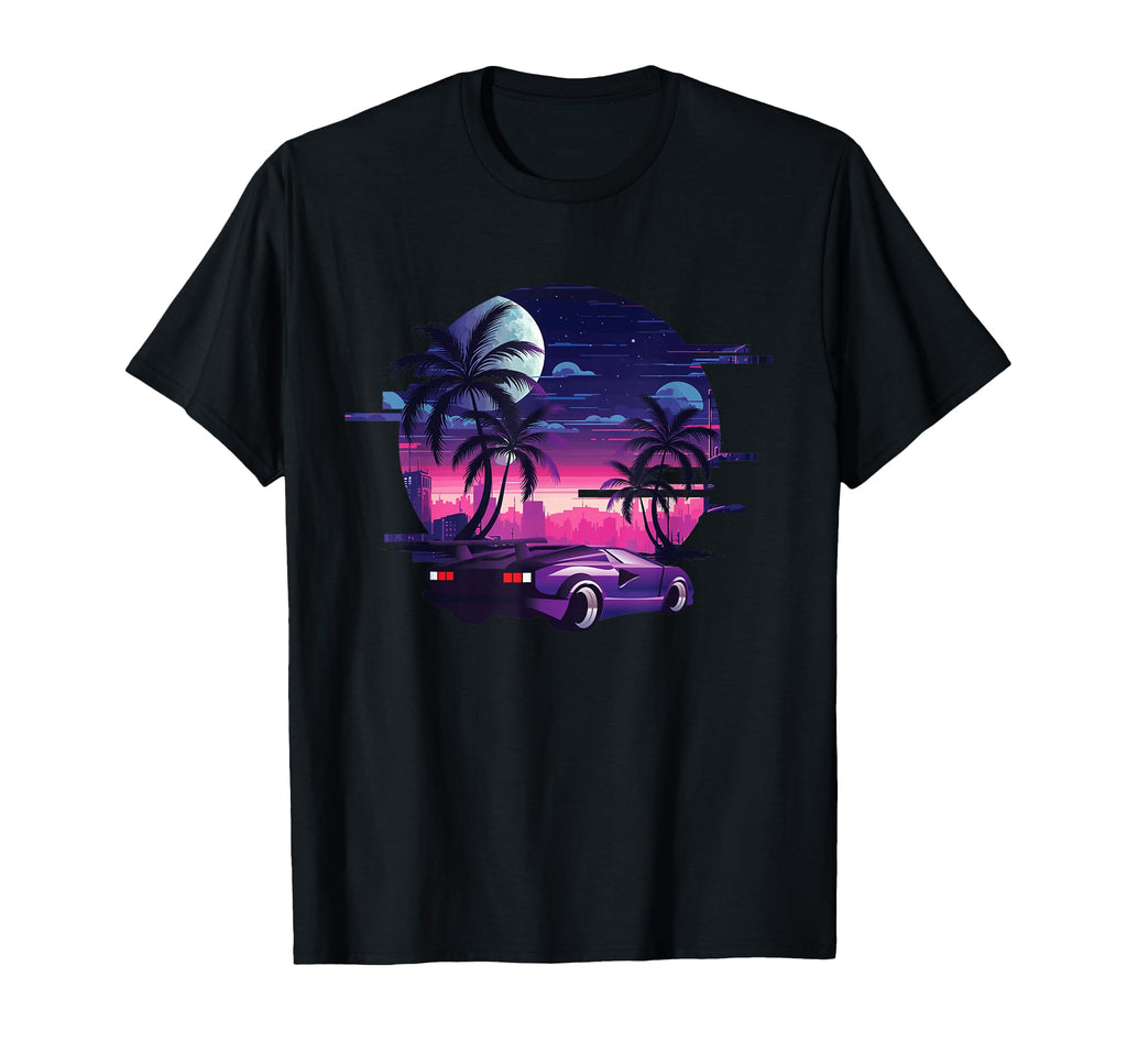 Outrun Sunset Car Vaporwave Chillwave T-Shirt - Custom Art Print Unisex - T-Shirt, Sweatshirt, Hoodie