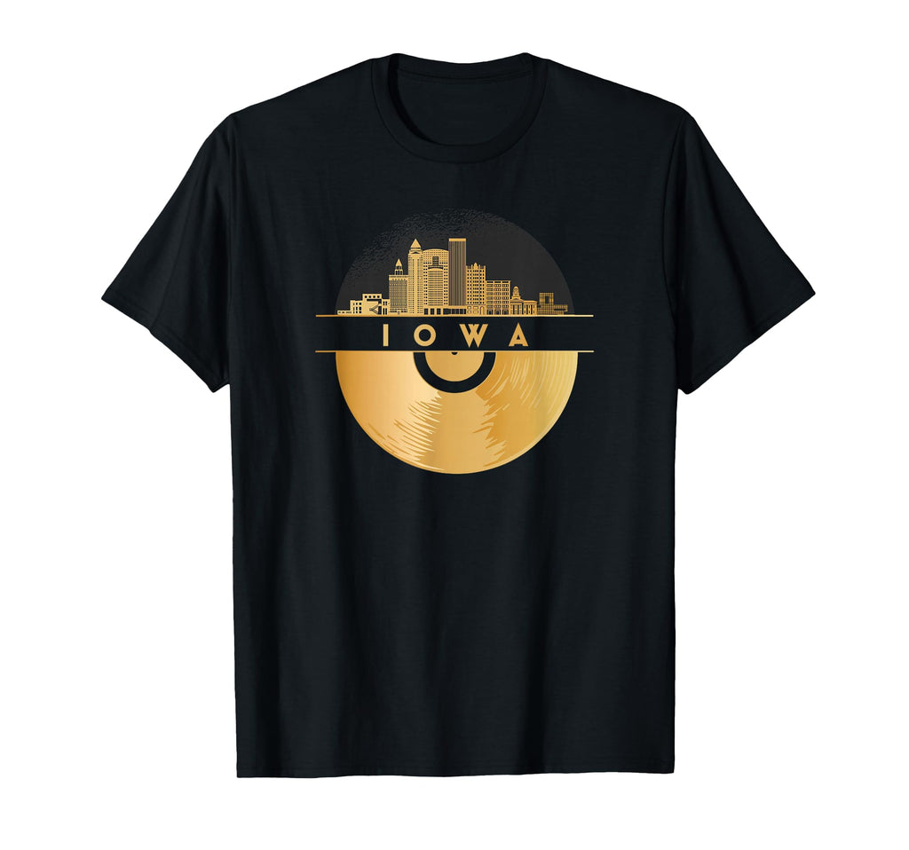 Vinyl Record Player Disco Music Skyline T-Shirt - Unique Graphic Men Women - T-Shirt, Sweatshirt, Hoodie