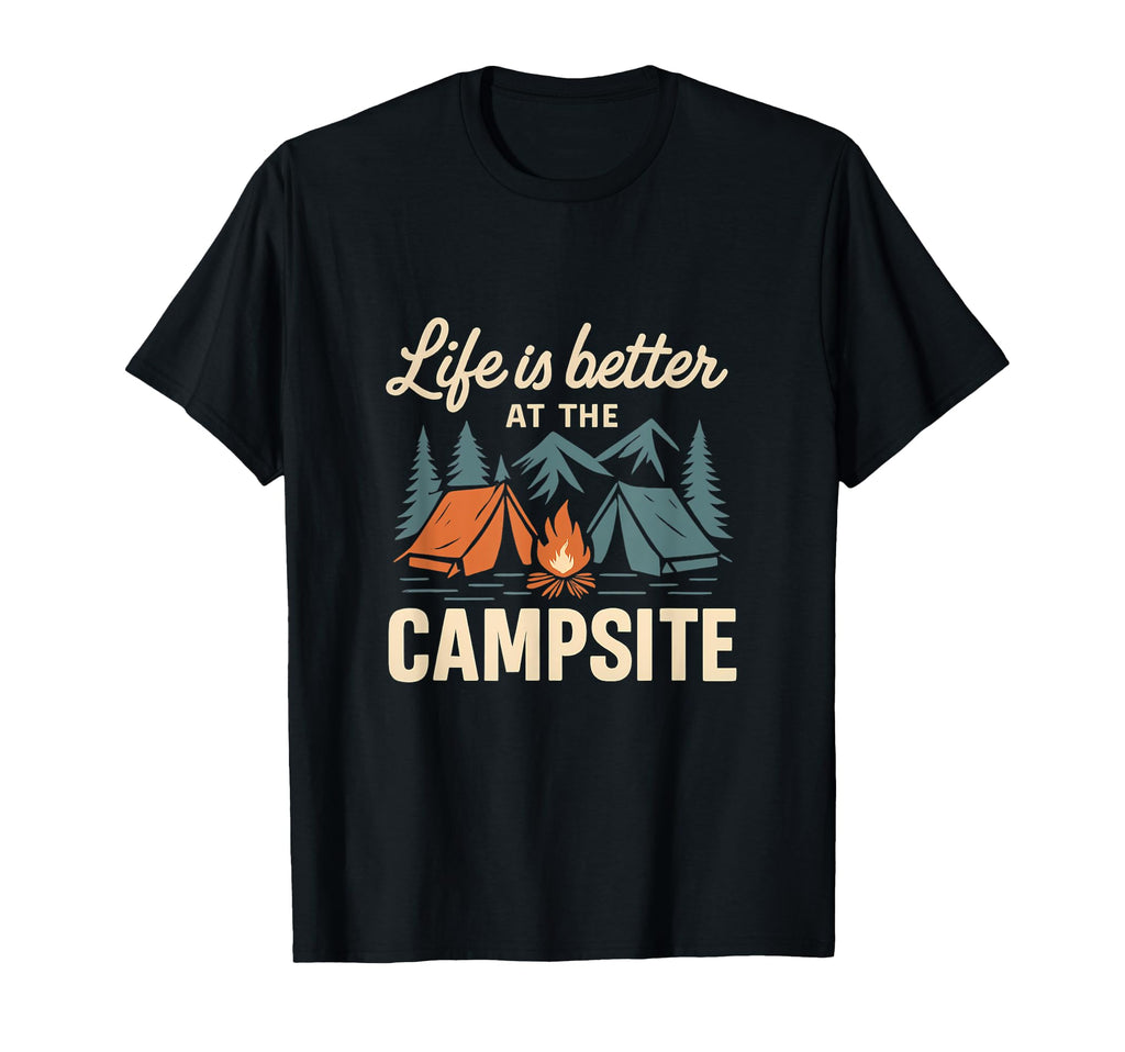 Life Is Better Campsite Postcard T-Shirt - Novelty Apparel Men Women - T-Shirt, Sweatshirt, Hoodie