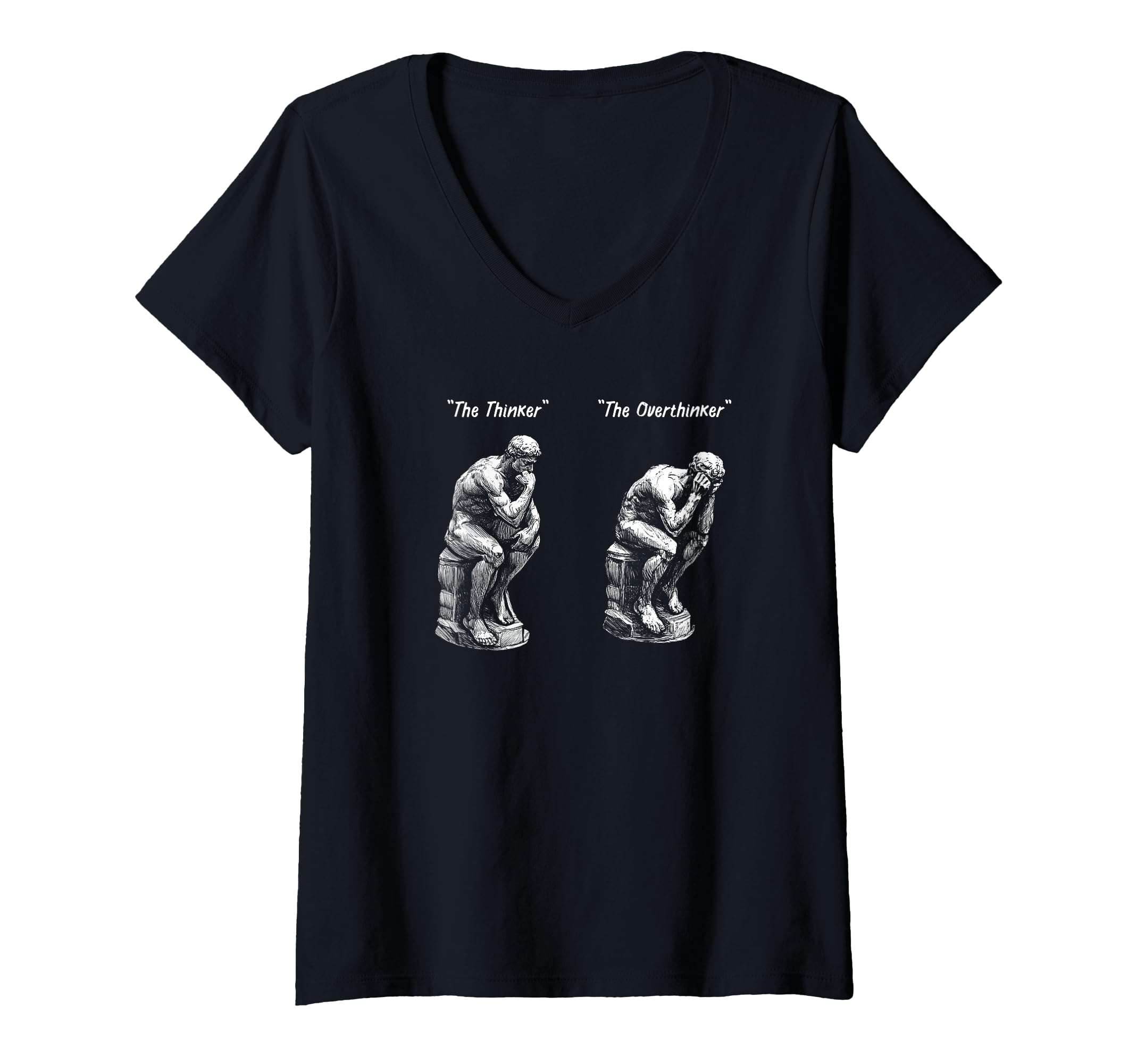 Womens Thinker Statue Overthinker Rodin T-Shirt - Graphic Print for Adults - T-Shirt, Sweatshirt, Hoodie