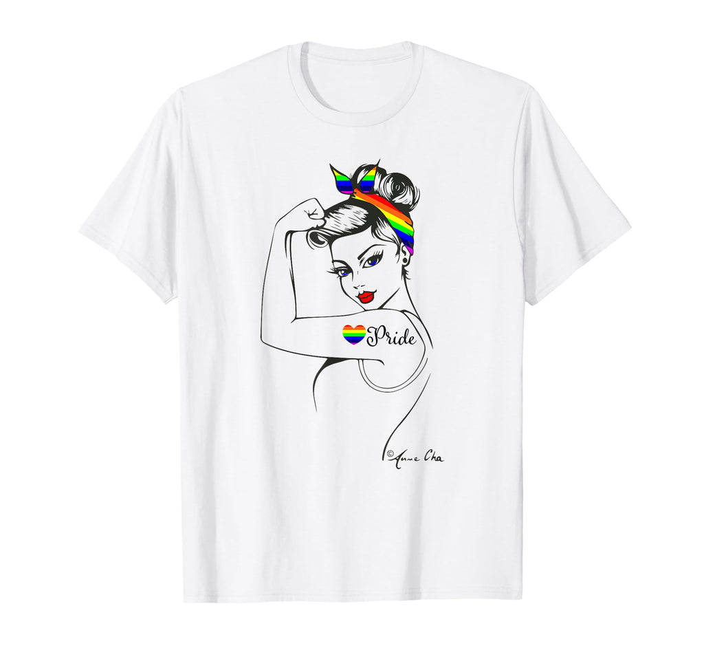 Pride Lgbtq Power Pinup Rainbow Flag T-Shirt - Unique Graphic Men Women - T-Shirt, Sweatshirt, Hoodie