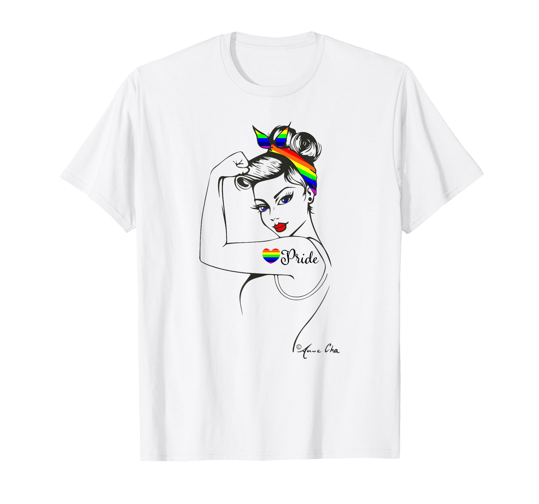 Pride Lgbtq Power Pinup Rainbow Flag T-Shirt - Unique Graphic Men Women - T-Shirt, Sweatshirt, Hoodie