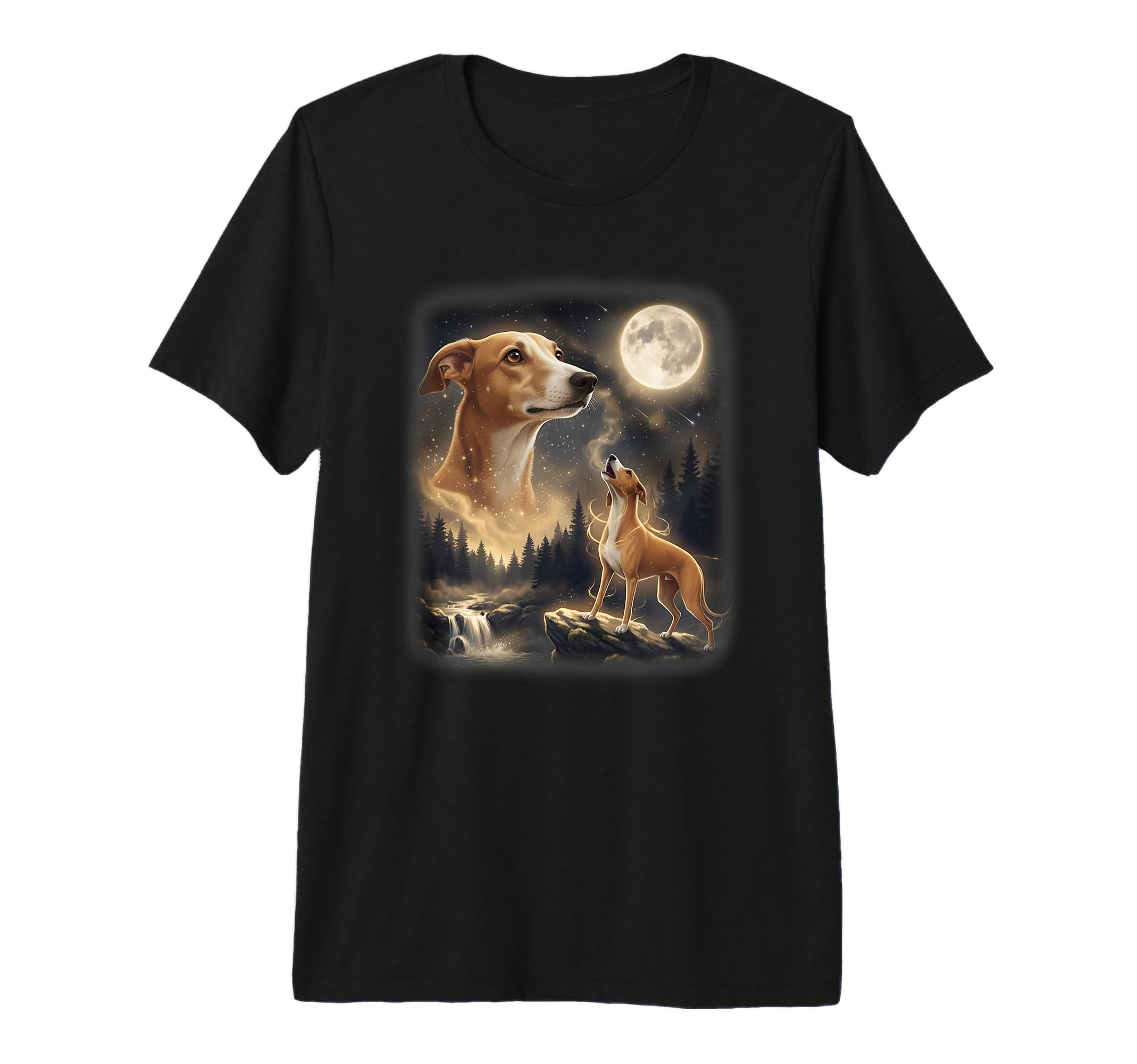 Whippet Dog Howling To Moon 90S Tri Blend T-Shirt - Graphic Print Unisex - T-Shirt, Sweatshirt, Hoodie