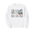 Tie Dye Roller Skating Teen Peace Love Sweatshirt - Graphic Print Unisex - T-Shirt, Sweatshirt, Hoodie