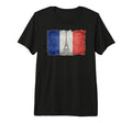 French Flag Postcard Eiffel Tower Tri T-Shirt - Unique Graphic for Adults - T-Shirt, Sweatshirt, Hoodie