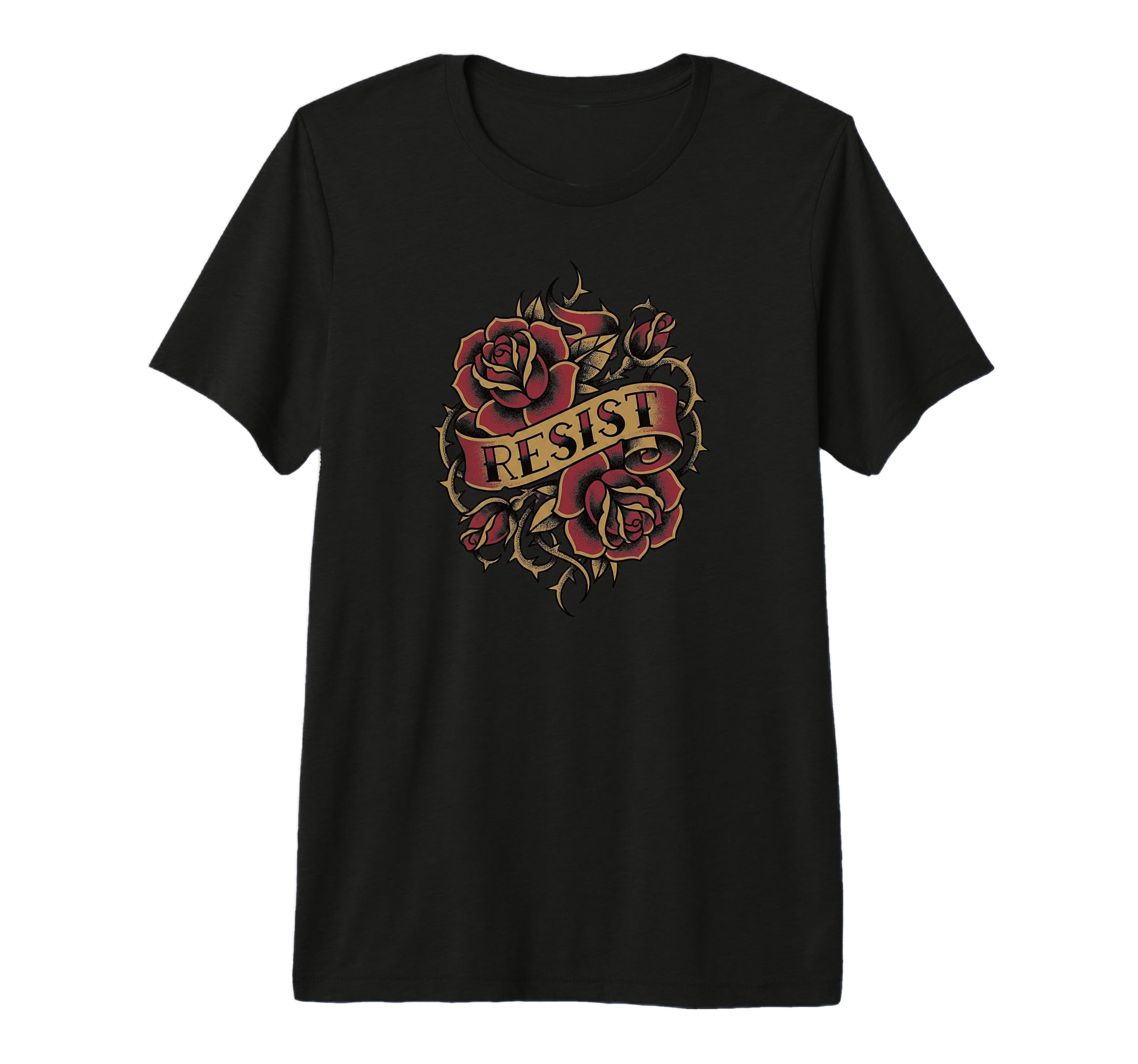 Resist Traditional Tattoo Rose T-Shirt - Custom Art Print Men Women - T-Shirt, Sweatshirt, Hoodie