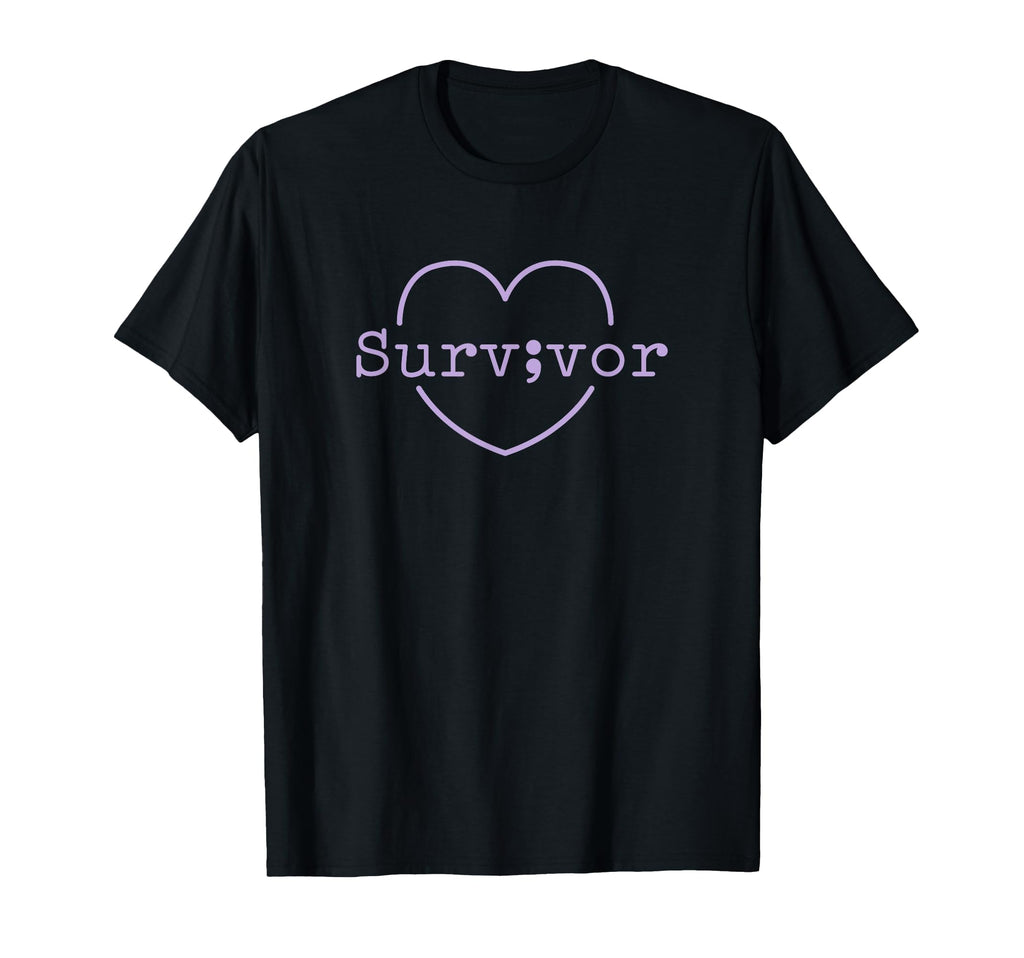 Survivor Semicolon Suicide Prevention T-Shirt - Graphic Print Unisex - T-Shirt, Sweatshirt, Hoodie