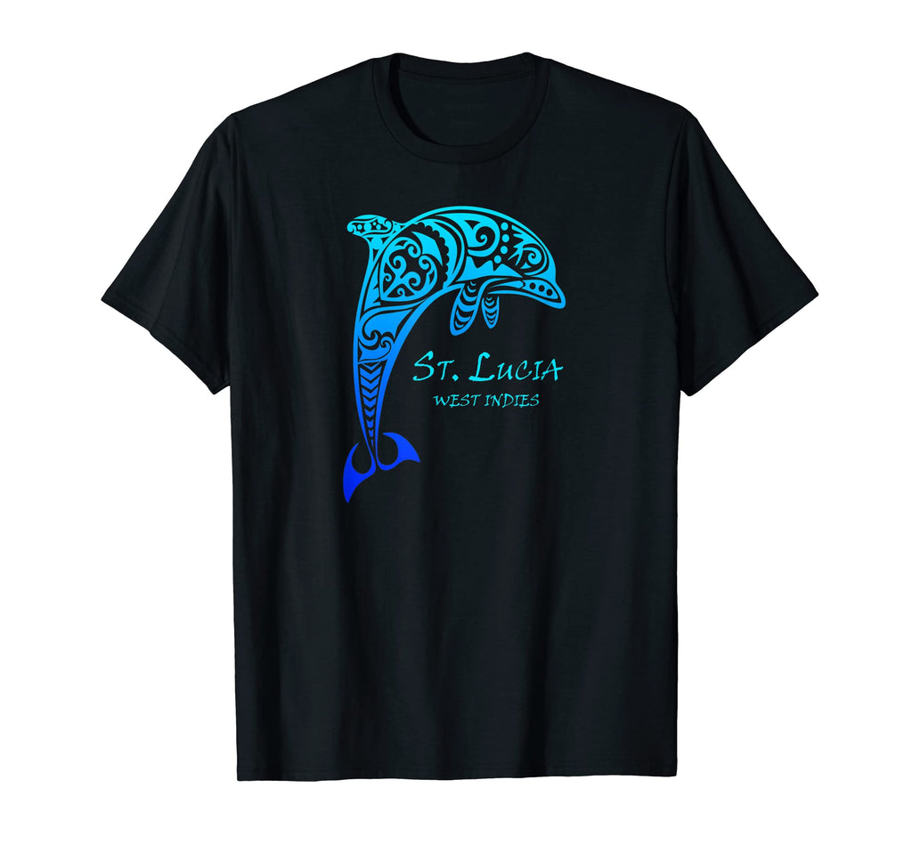St Lucia West Indies Tribal Dolphin T-Shirt - Aesthetic Graphic Unisex - T-Shirt, Sweatshirt, Hoodie