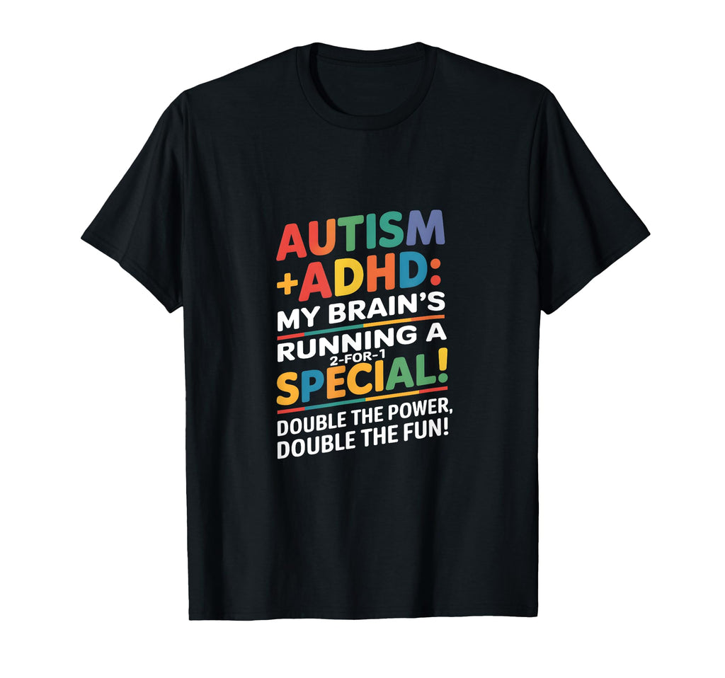 Double Fun Autism Adhd Brains Running T-Shirt - Unique Graphic for Adults - T-Shirt, Sweatshirt, Hoodie