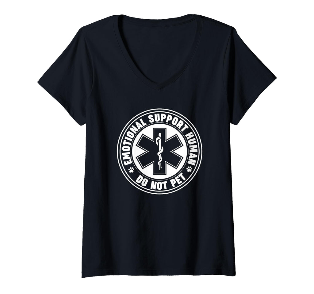 Womens Emotional Support Human V Neck T-Shirt - Minimalist Print Men Women - T-Shirt, Sweatshirt, Hoodie