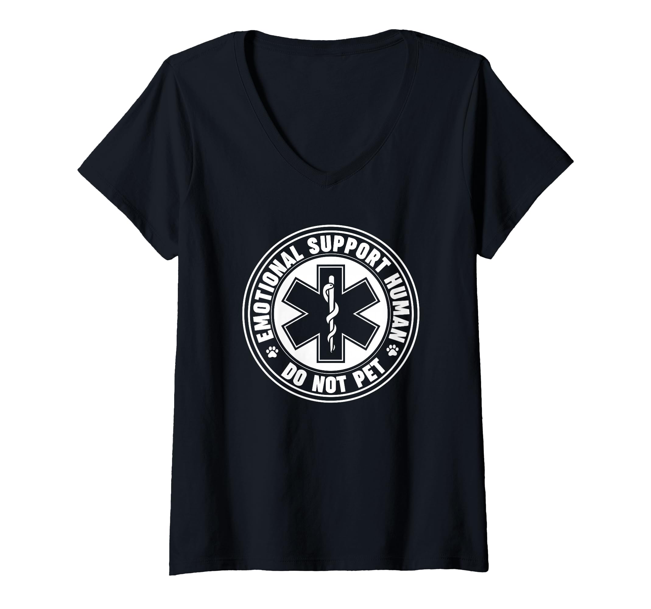 Womens Emotional Support Human V Neck T-Shirt - Minimalist Print Men Women - T-Shirt, Sweatshirt, Hoodie