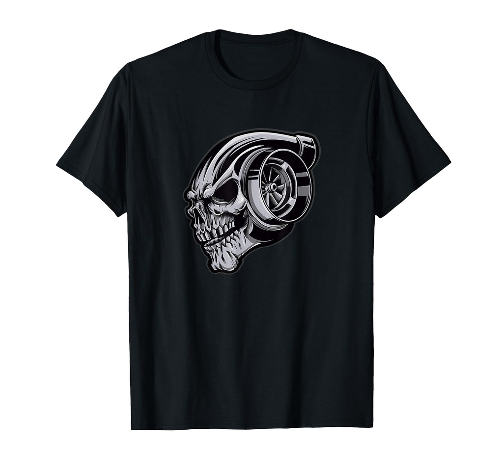 Chrome Turbocharger Skull T-Shirt - Minimalist Print for Adults - T-Shirt, Sweatshirt, Hoodie