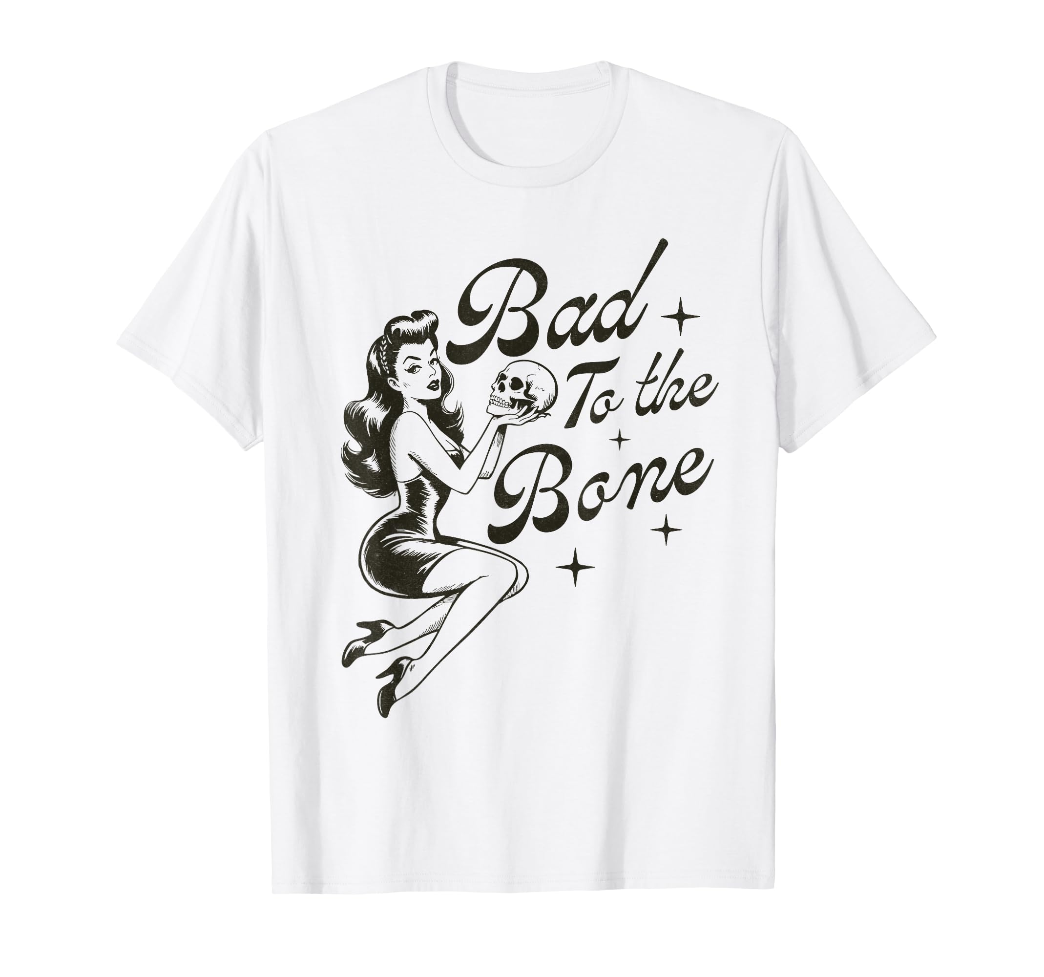 Pin Up Skull Halloween T-Shirt - Novelty Apparel Men Women - T-Shirt, Sweatshirt, Hoodie