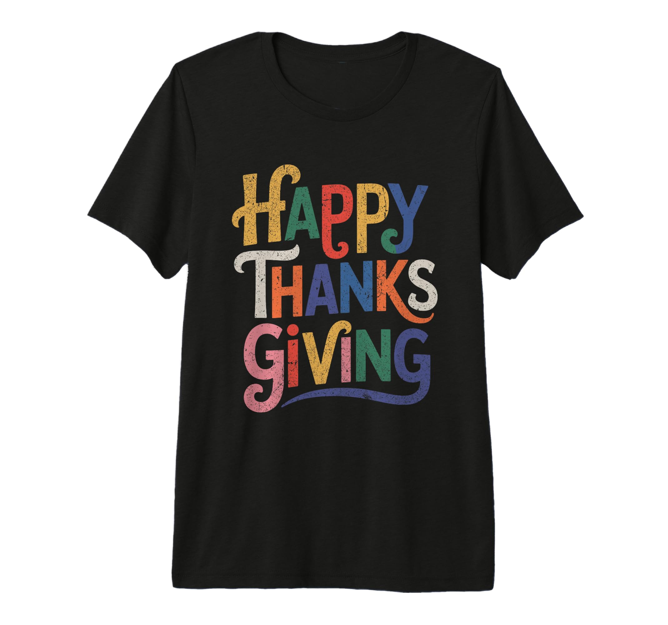 Happy Thanksgiving Typography Tri Blend T-Shirt - Trendy Graphic Unisex - T-Shirt, Sweatshirt, Hoodie