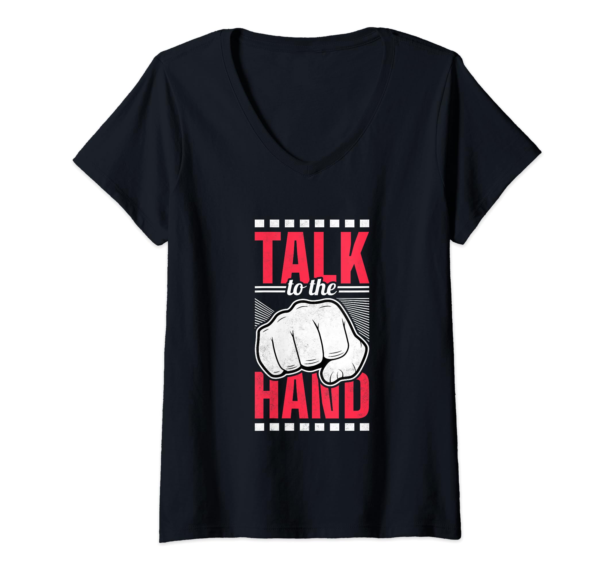 Womens Talk To Hand Introvert V Neck T-Shirt - Trendy Graphic for Adults - T-Shirt, Sweatshirt, Hoodie
