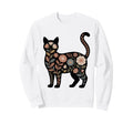 Boho Floral Cat Silhouette Sweatshirt - Fun Novelty Design Unisex - T-Shirt, Sweatshirt, Hoodie