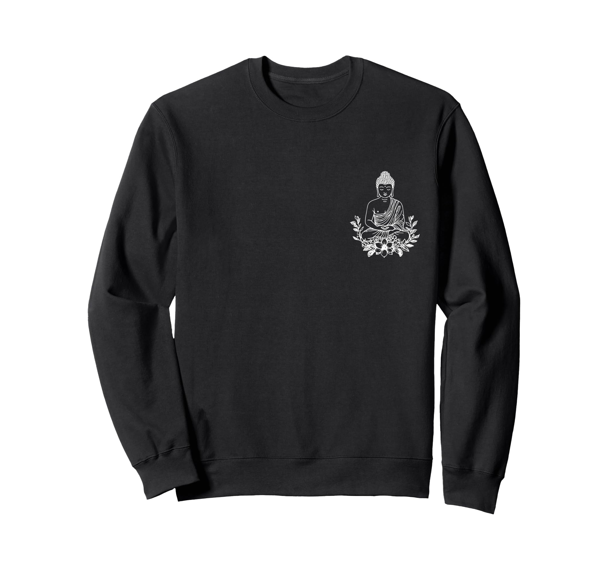 Floral Buddha Pocket Meditation Sweatshirt - Minimalist Print Unisex - T-Shirt, Sweatshirt, Hoodie