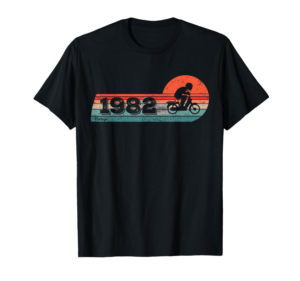 Moped Biker Cyclist 1982 Birthday T-Shirt - Fun Novelty Design for Adults - T-Shirt, Sweatshirt, Hoodie