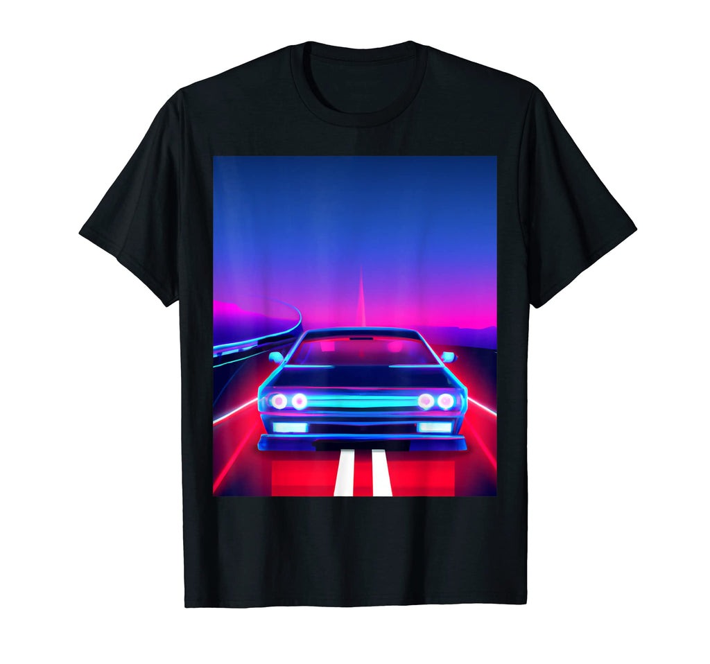 Vaporwave Aesthetic Car Highway T-Shirt - Custom Art Print Unisex - T-Shirt, Sweatshirt, Hoodie