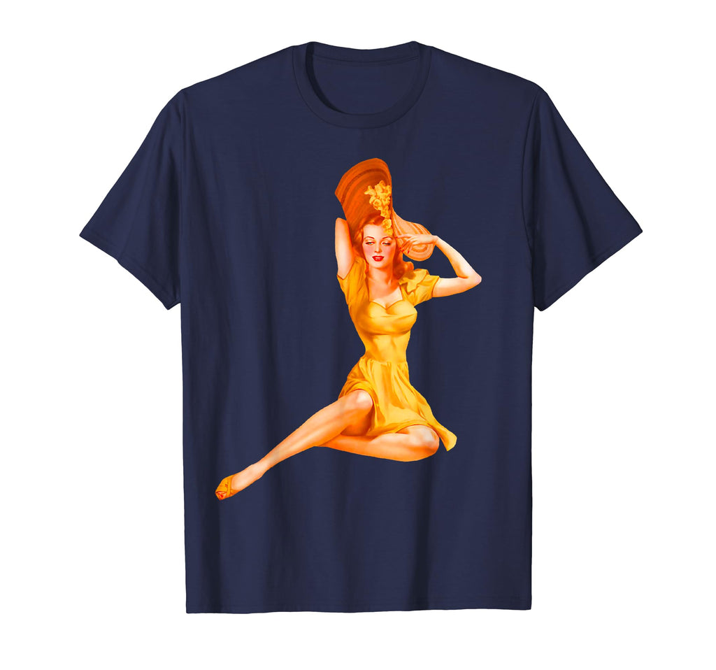 1940S 1950S Yellow Pin Up Art Hoodie - Novelty Apparel for Adults - T-Shirt, Sweatshirt, Hoodie