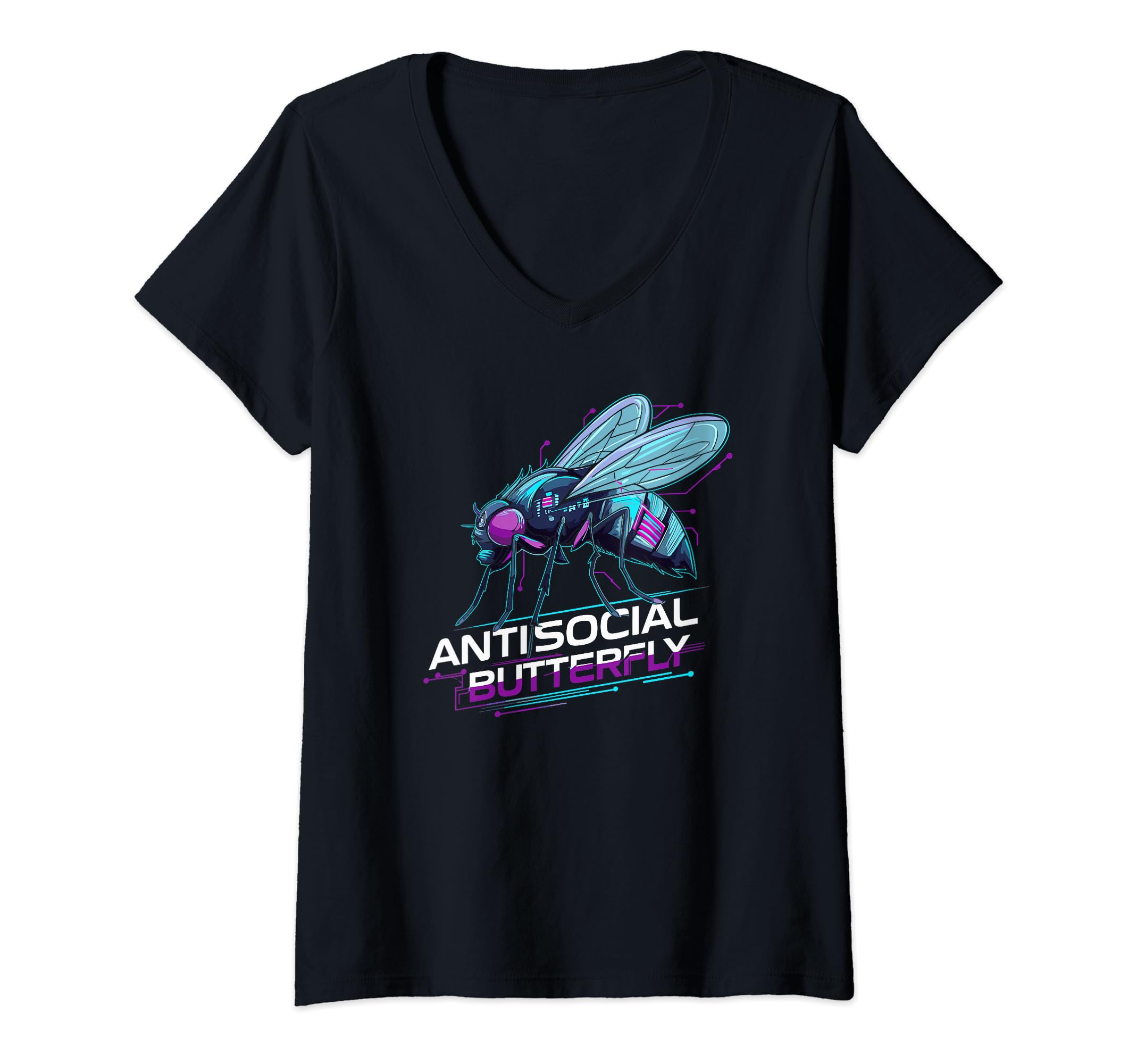 Womens Antisocial Butterfly Housefly T-Shirt - Graphic Print for Adults - T-Shirt, Sweatshirt, Hoodie