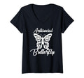 Womens Antisocial Butterfly V Neck T-Shirt - Casual Everyday Wear Men Women - T-Shirt, Sweatshirt, Hoodie