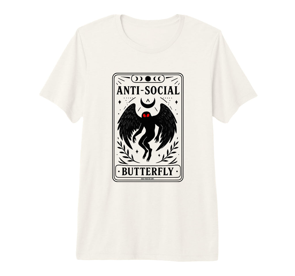 Mothman Anti Social Butterfly Tri Blend T-Shirt - Aesthetic Graphic Unisex - T-Shirt, Sweatshirt, Hoodie