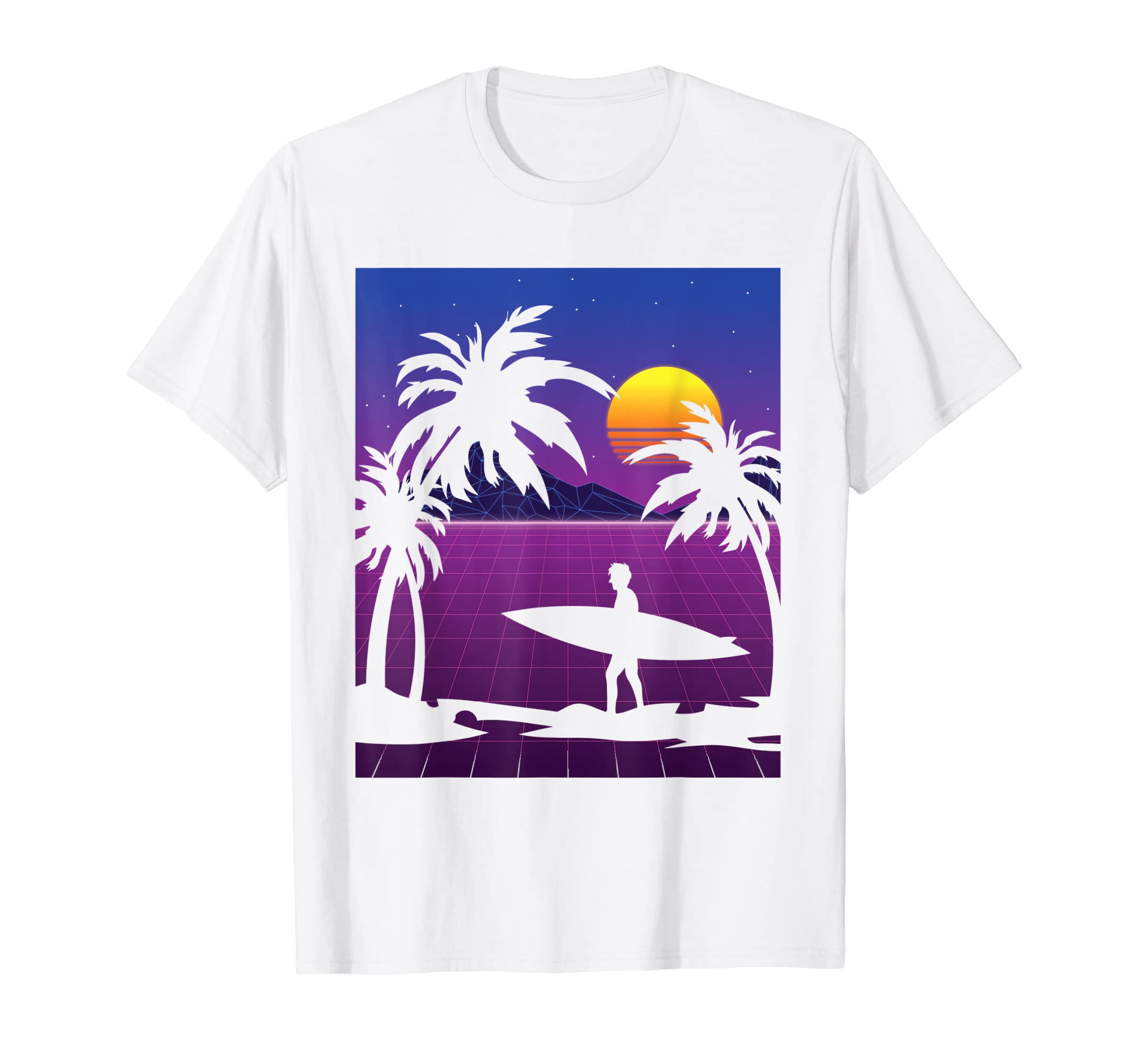 Palm Trees Vaporwave Surfer T-Shirt - Aesthetic Graphic for Adults - T-Shirt, Sweatshirt, Hoodie