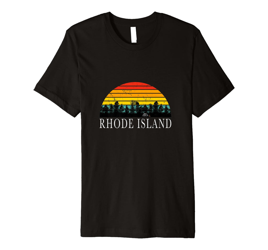 70S Rhode Island Ri Camping Tent Fire T-Shirt - Trendy Graphic Unisex - T-Shirt, Sweatshirt, Hoodie