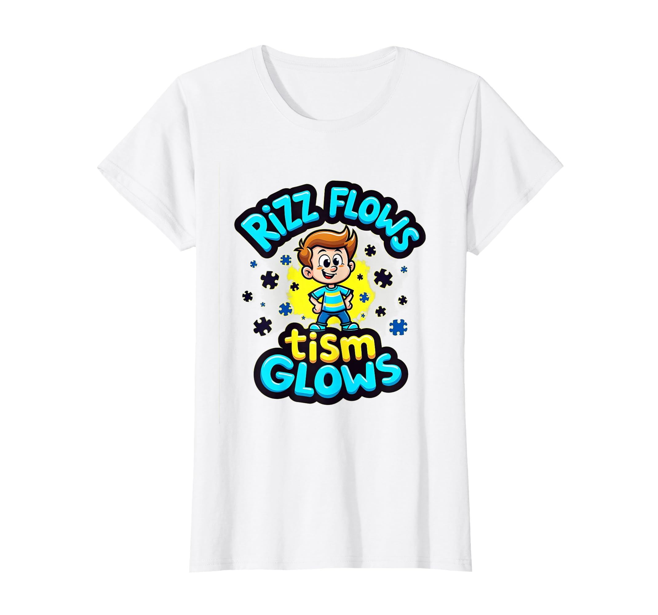 Rizz Flows Tism Glows Neurodivergent T-Shirt - Streetwear Style Unisex - T-Shirt, Sweatshirt, Hoodie
