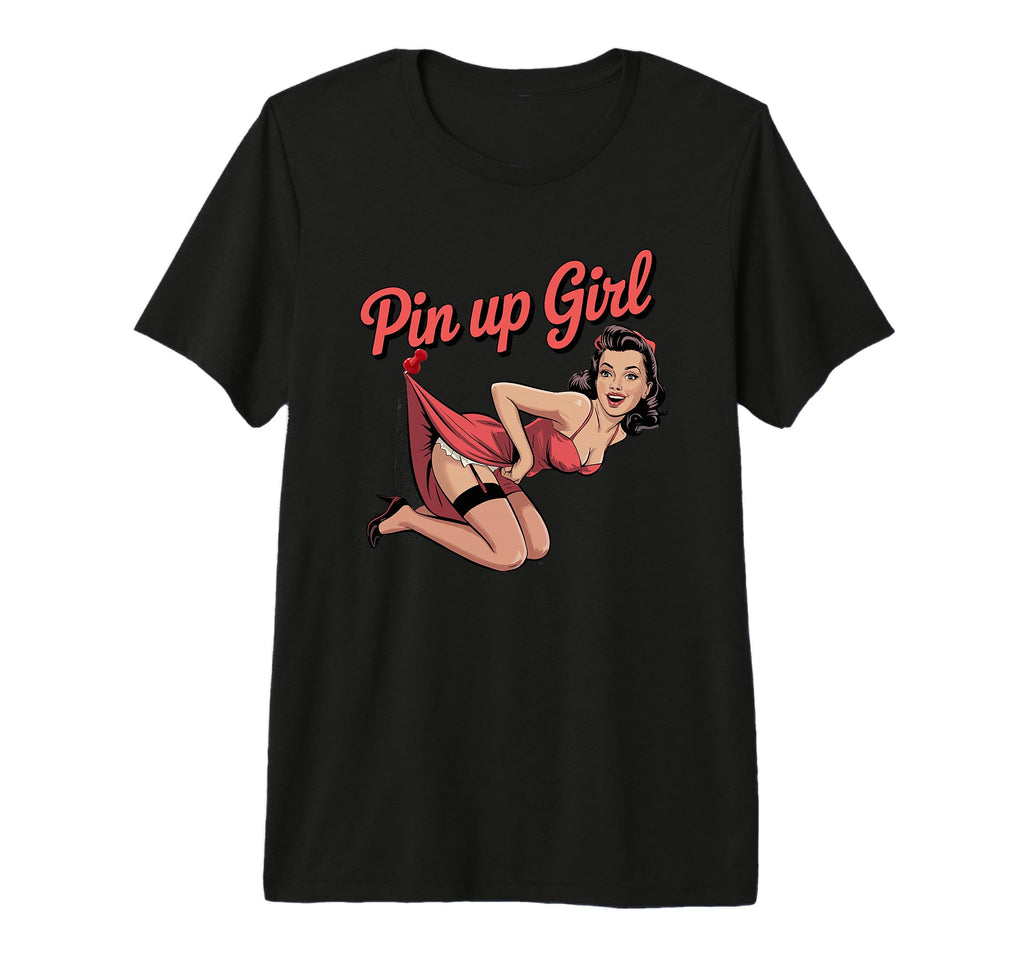 Pin Up Funny Rockabilly Art Tri Blend T-Shirt - Minimalist Print Unisex - T-Shirt, Sweatshirt, Hoodie